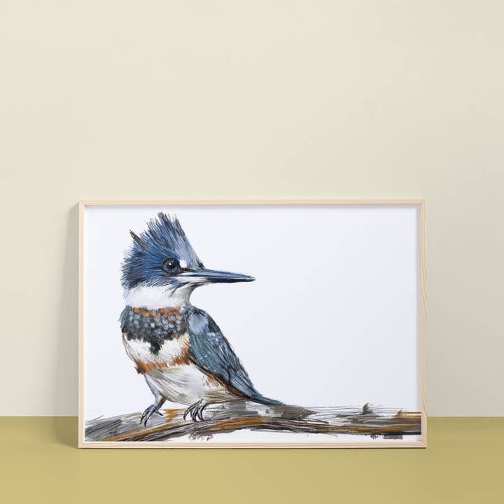 Impression artistique sur le martin-pêcheur ceinturé pour la vente par resetreality