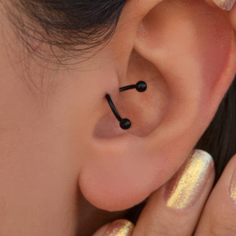 StockJWL - Vendita all'ingrosso Orecchini singoli - Piercing a Spirale Ritorto Piercing a Spirale Orecchini a Spirale in Acciaio Ondulato per Trago, Elica e Cartilagine Oro Argento Nero29