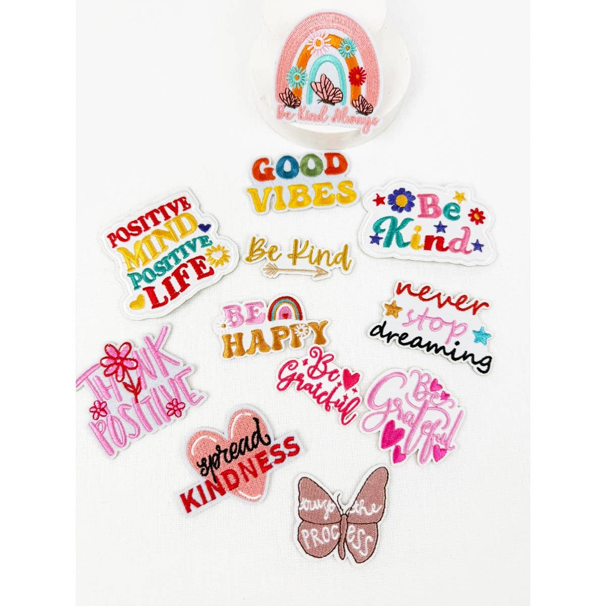 MIX COLOR SELF CARE THEME Iron On Embroidered Patches for wholesale on Faire1