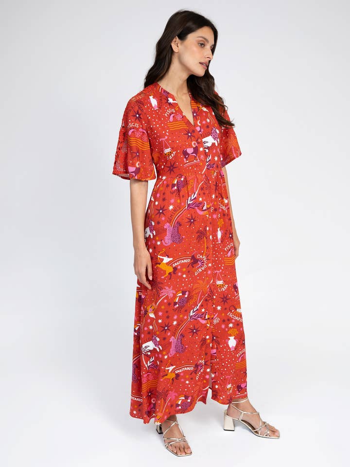ODEMY red circus fluid long dress for wholesale on Faire