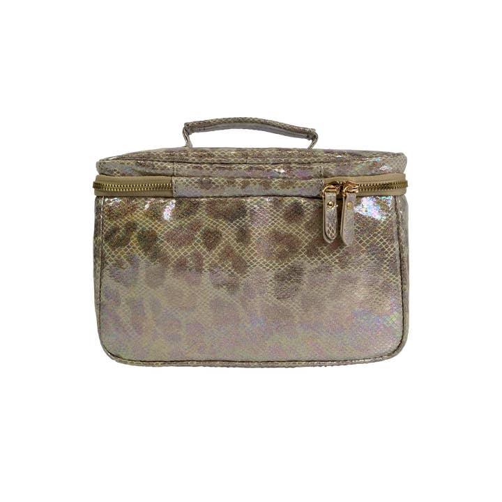 PurseN (new) - Wholesale Toiletry Bag - Women's - Classic Train Case - Glimmer Leopard5