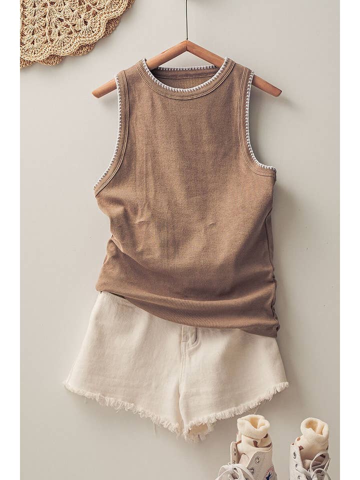 Urban Daizy - Wholesale Tank Top - Women's - Contrast Trim Ribbed Minimalist Statement Tank Top27