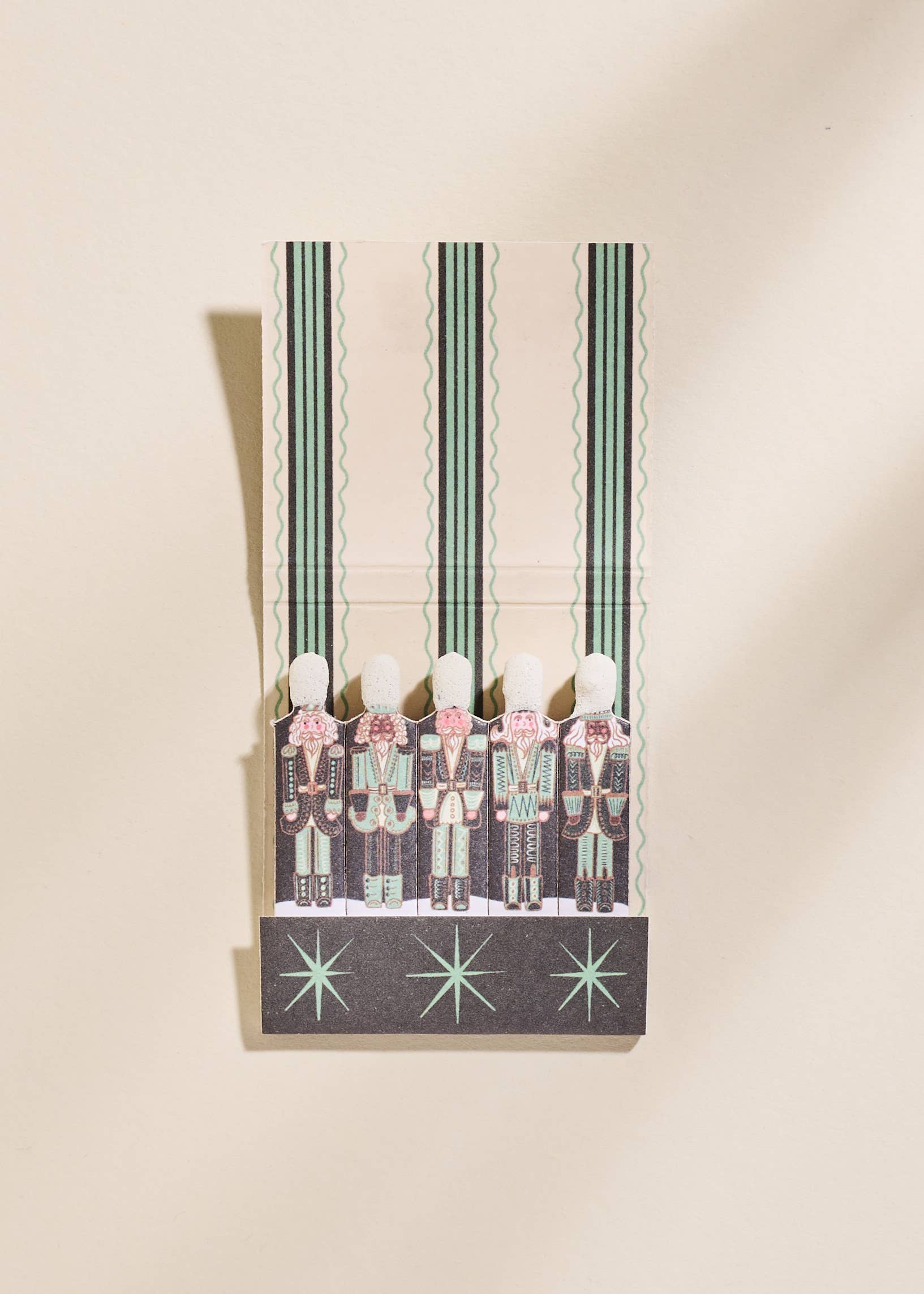 One & Only Paper - Wholesale Matches - Green Nutcracker Printed 10 Stem Matchbooks1