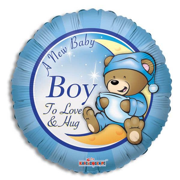 A New Baby Boy Bear Foil Balloon - Bagged for wholesale by Kelli's
