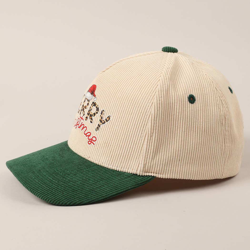 Fashion City – Boné de beisebol - Unissexo por atacado – Boné de veludo cotelê bicolor de texto divertido Felry Christmas11