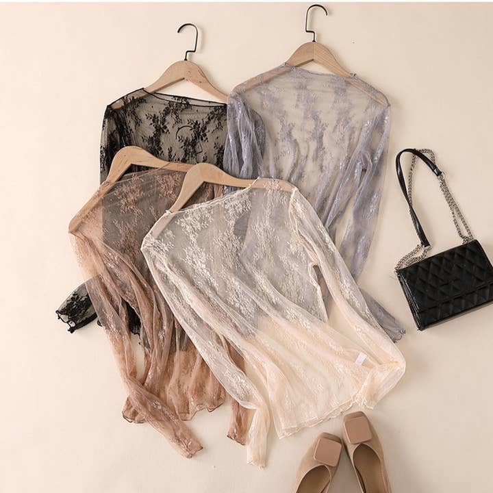 ACCITY - Wholesale Blouse - Women's - Sexy Mesh Blouse - Long Sleeve Lace Top for Women_CWTBLL3619