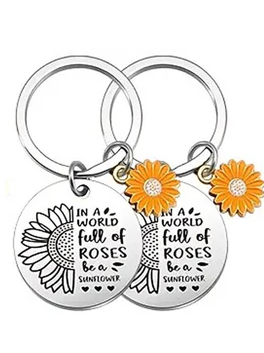( K551 ) 2 PIECE SUNFLOWER INSPIRATIONAL KEYCHAIN SET for wholesale by Jewelry Max