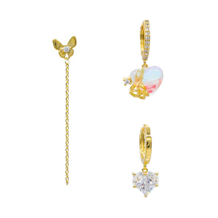 Ensemble de boucles d'oreilles Butterfly Love Hoop pour la vente par MiniDes