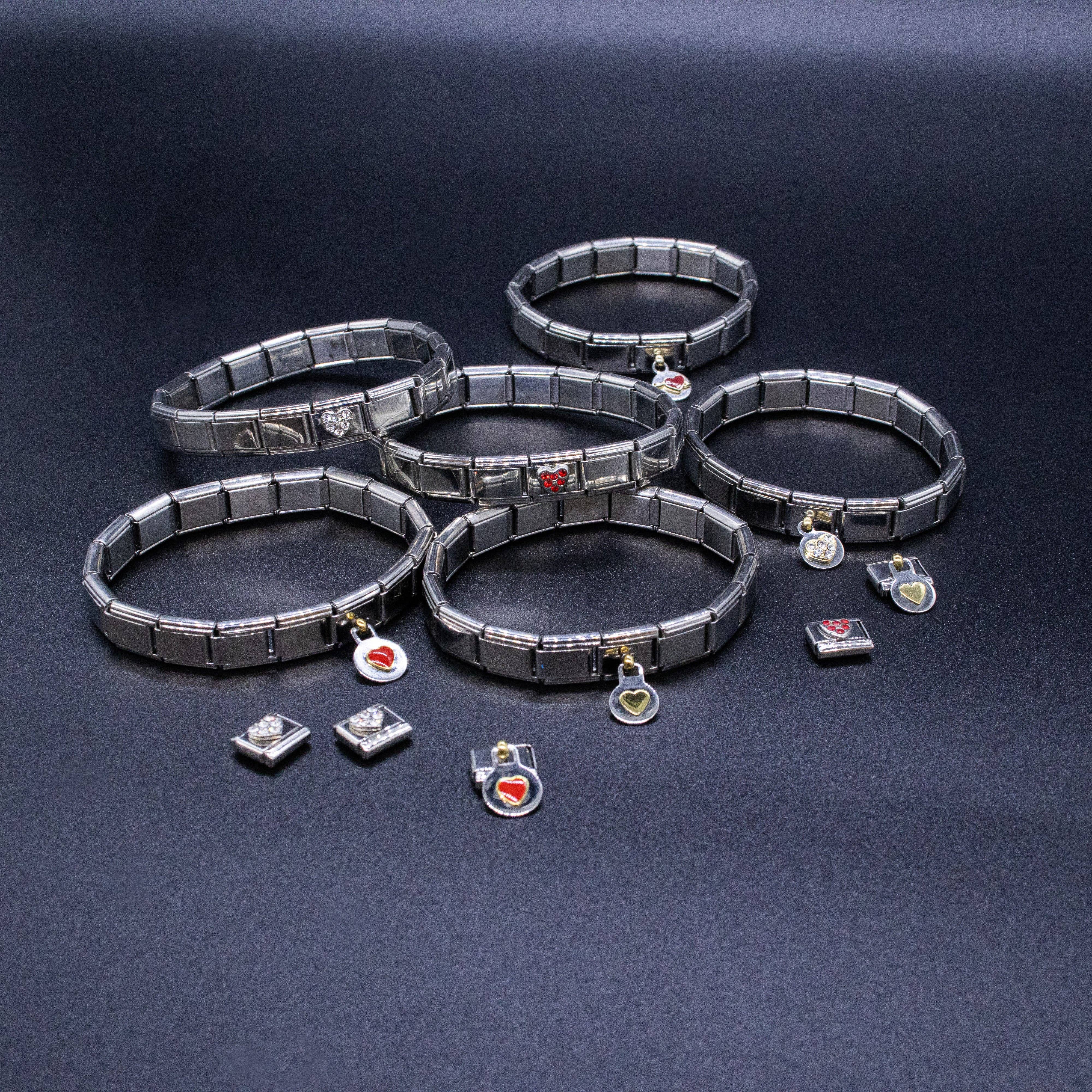 Natalia - Wholesale Individual Charm/Pendant - Italian Charm Bracelet Charms - 9mm Heart w/ Arrow Links1