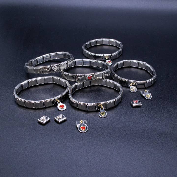 Natalia - Wholesale Individual Charm/Pendant - Italian Charm Bracelet Charms - 9mm Heart w/ Arrow Links1