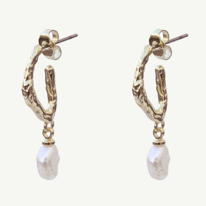 Asha Pearl Hoop Earrings for wholesale by Rahya Jewelry Design