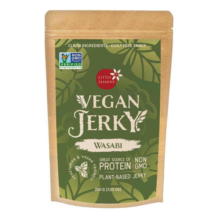 Non-GMO Little Jasmine Vegan Jerky - Wasabi for wholesale by Arroyo Kitchen