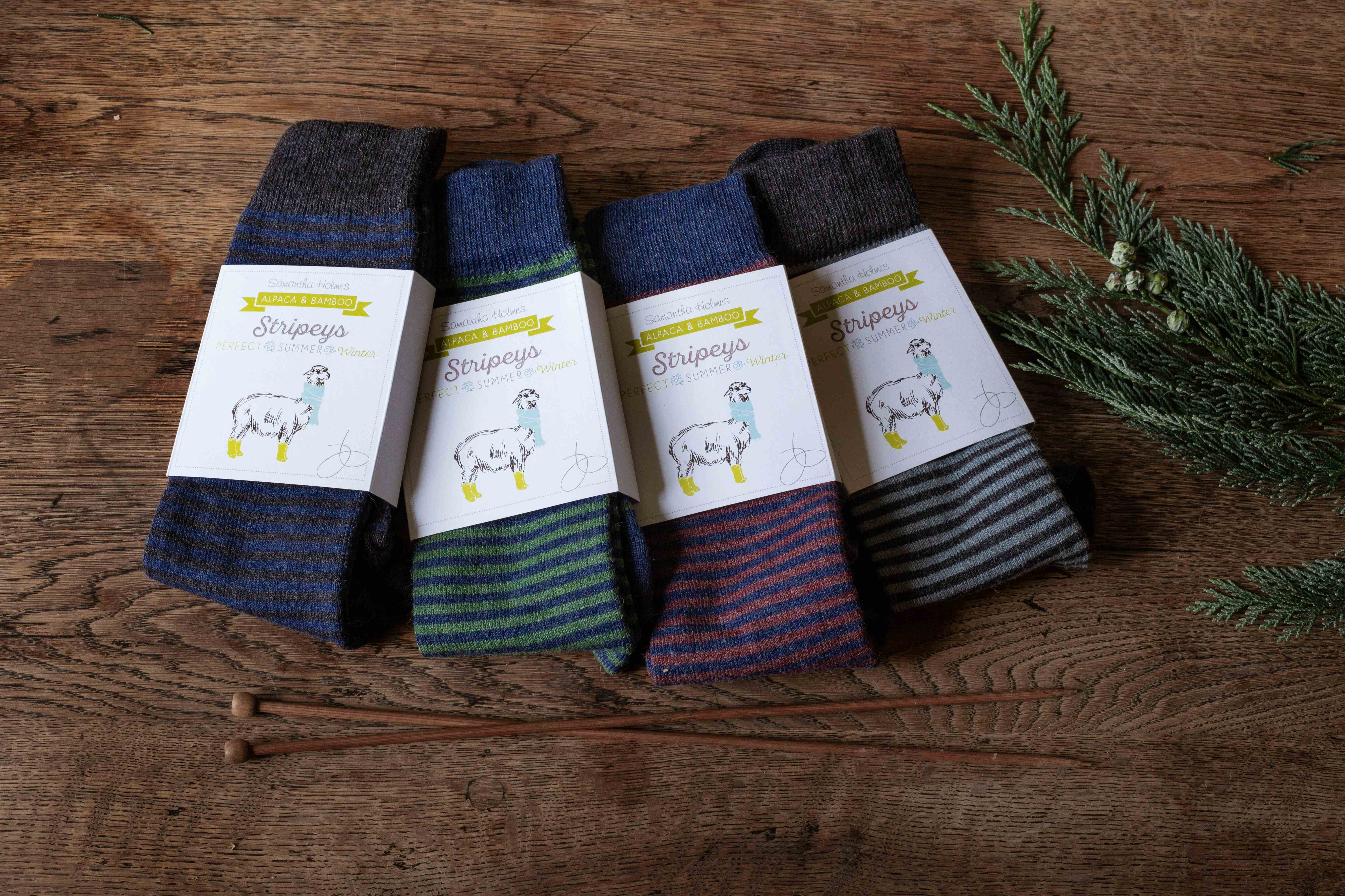 Samantha Holmes Alpaca Clothing and Gifts - Wholesale Socks - Women's - Alpaca Stripey Socks11
