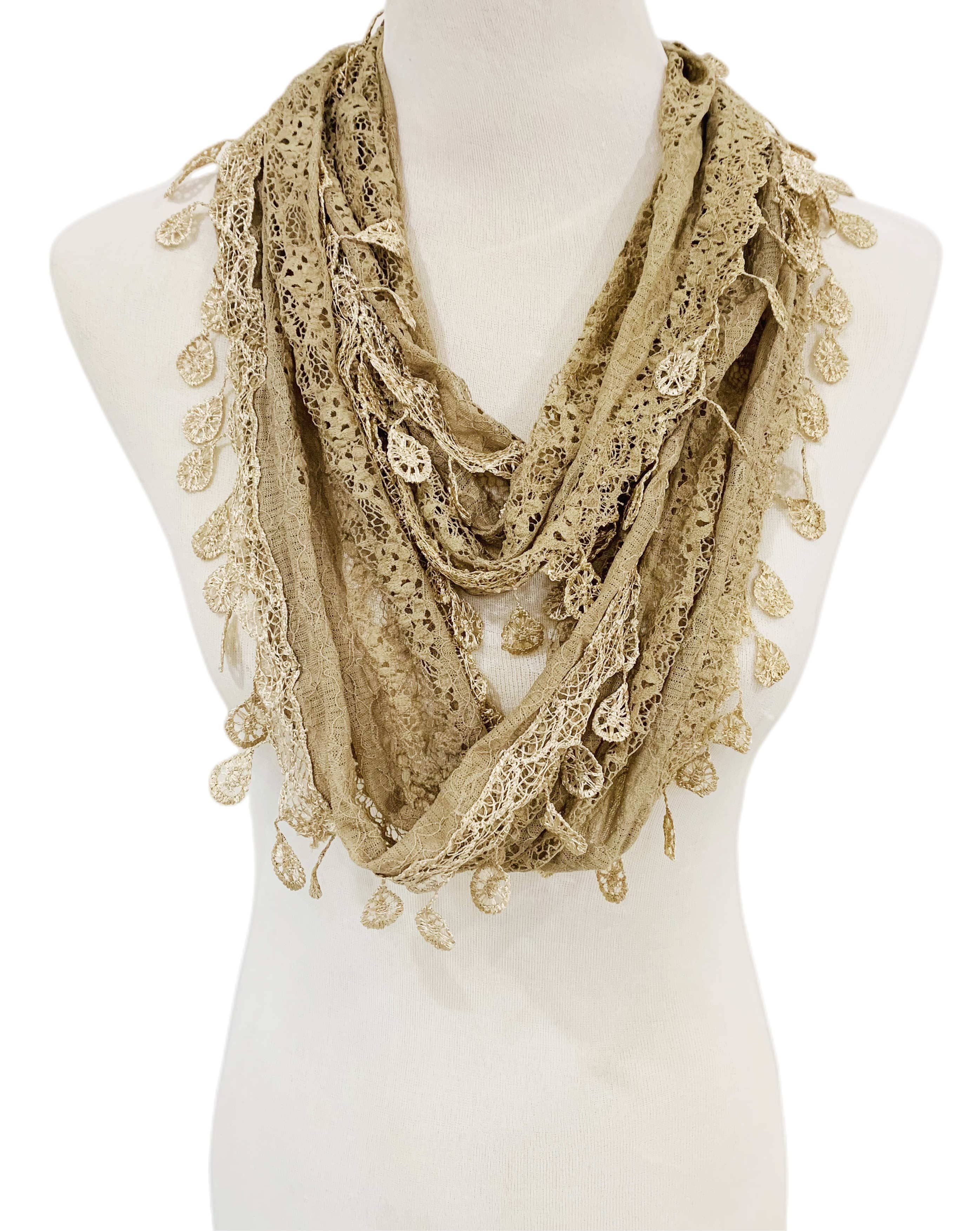 JC Sunny Fashion - Wholesale Scarf - Women's - JC014906 Gorgeous Elegant lace Infinity Scarf2