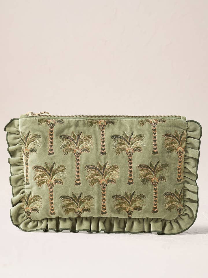 Palms Frill Pouch for wholesale by Elizabeth Scarlett Ltd