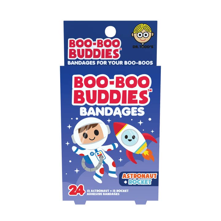 Kids Bandages – Astronaut + Rocket (24 Count, Latex-Free) for wholesale by Boo Boo Buddies