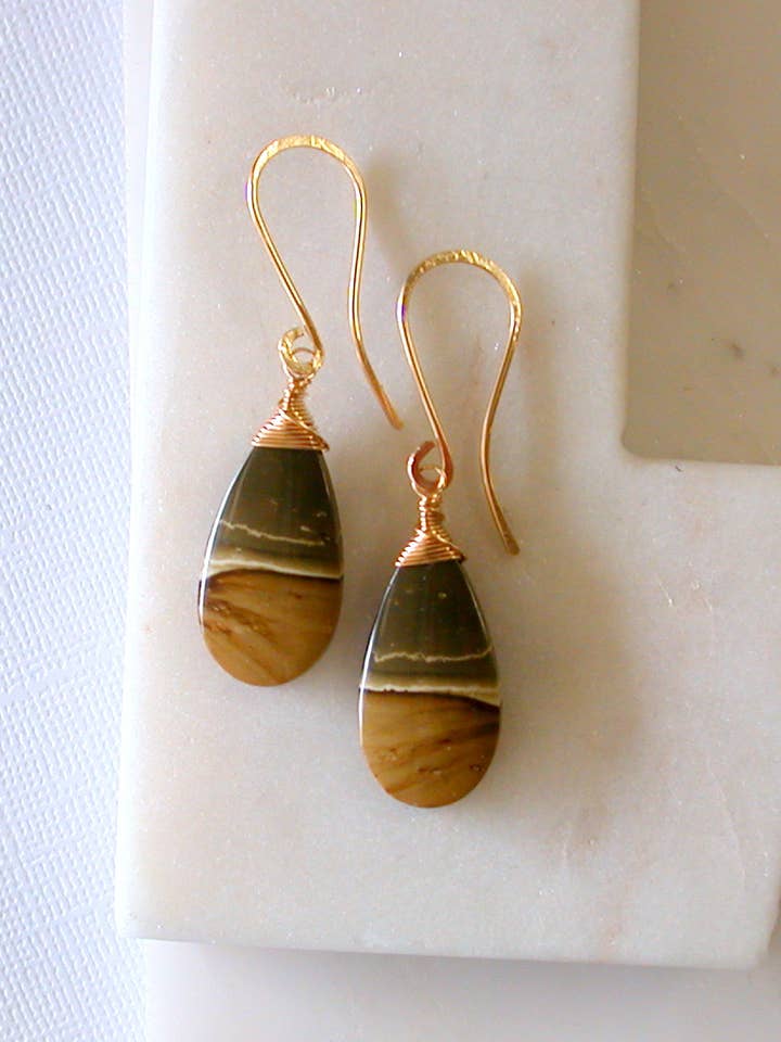 OOAK. Polykrom Jaspis Ädelstensörhängen. Unik i sitt slag för wholesale av Linda Trent Jewelry