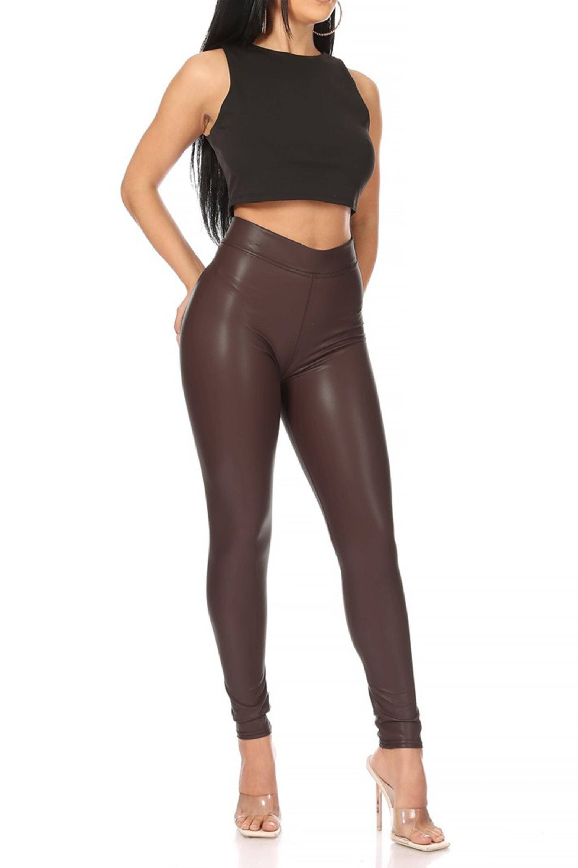 MOA COLLECTION – Leggings - Mulher por atacado – Leggings Faux Sólidas Femininas4