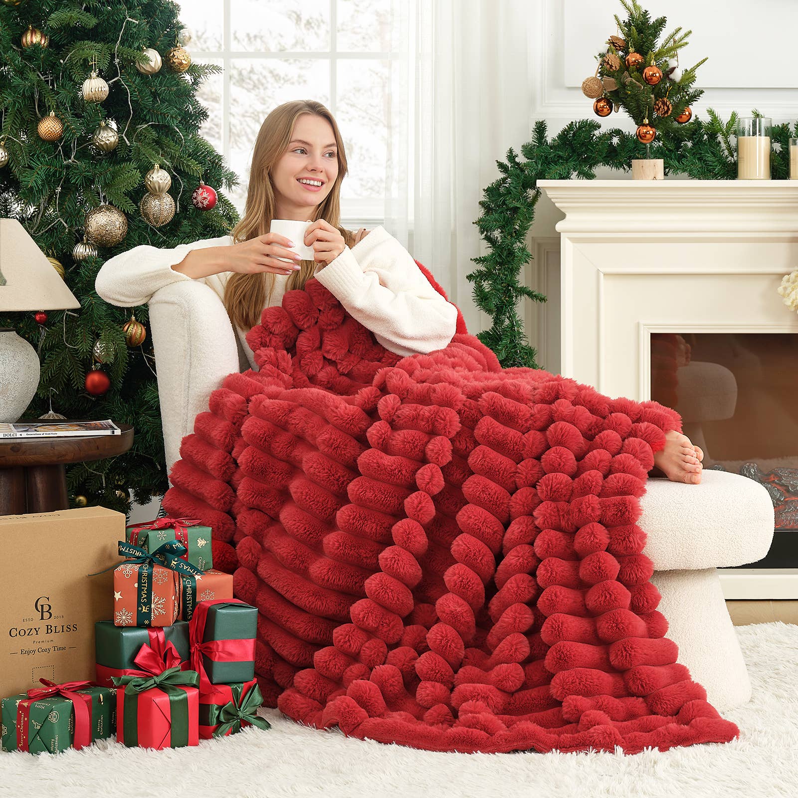 DreamValley - Wholesale Throw Blanket - CB Striped Faux Fur Warm Plush Throw Blanket16