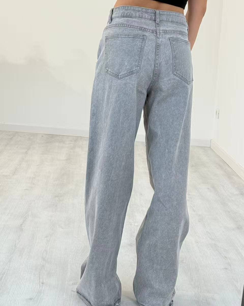 AMELÉ – Engroshandel Jeans - Dame – Brede jeans med lyse detaljer2