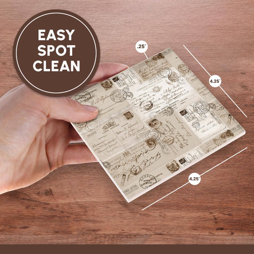 3dRose - Wholesale Coasters - 3dRose, Collage Of Old Letters And Postcards Sepia Color, Coaster6