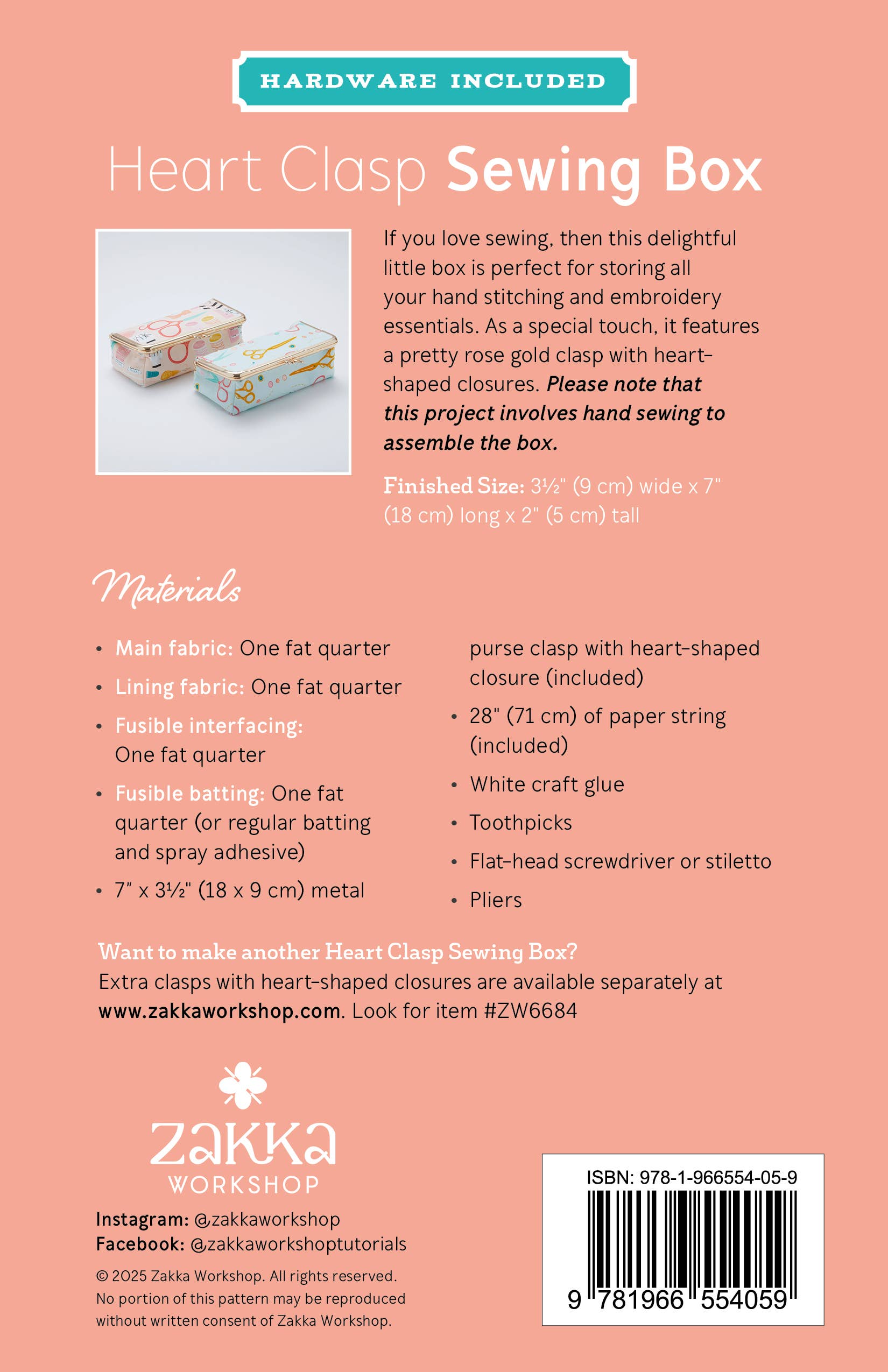 Zakka Workshop - Wholesale Craft Sewing Kit - #ZW4059 | Heart Clasp Sewing Box Kit1