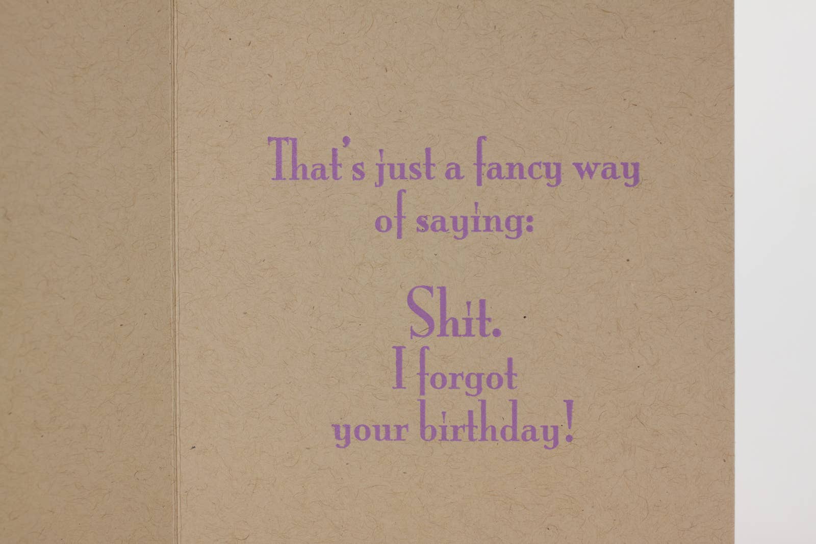 Bruno Press - Wholesale Birthday Card - Merde — Forgetful Belated Birthday Letterpress Greeting Card1