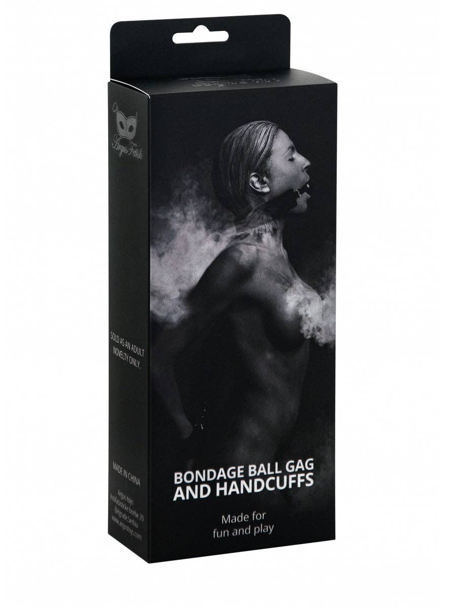 Kinky Pleasure - Wholesale Sex toy - Argus Mouth Ball Gag with Cuffs - Black - AF 001040