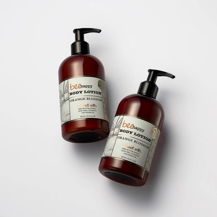 Orange Body Lotion - Natural Shea, Aloe, vitE (size variety) for wholesale by Bee Happy