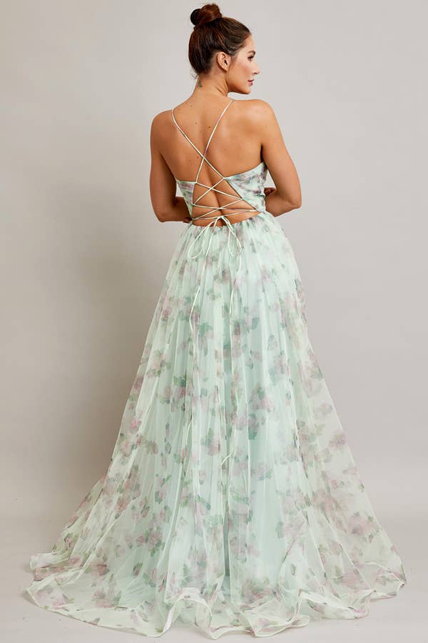 Babyfox Apparel - Wholesale Dress - Women's - Sleeveless Sweetheart A Line Floral Print Dress1