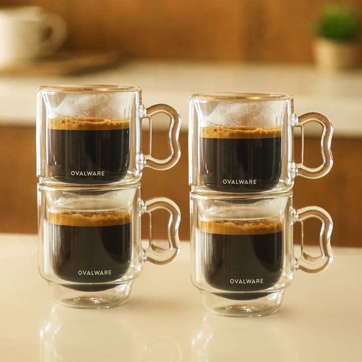 Dobbeltvægget espressoglas - 120ml / 4oz (Sæt med 4) for engroshandel hos Ovalware