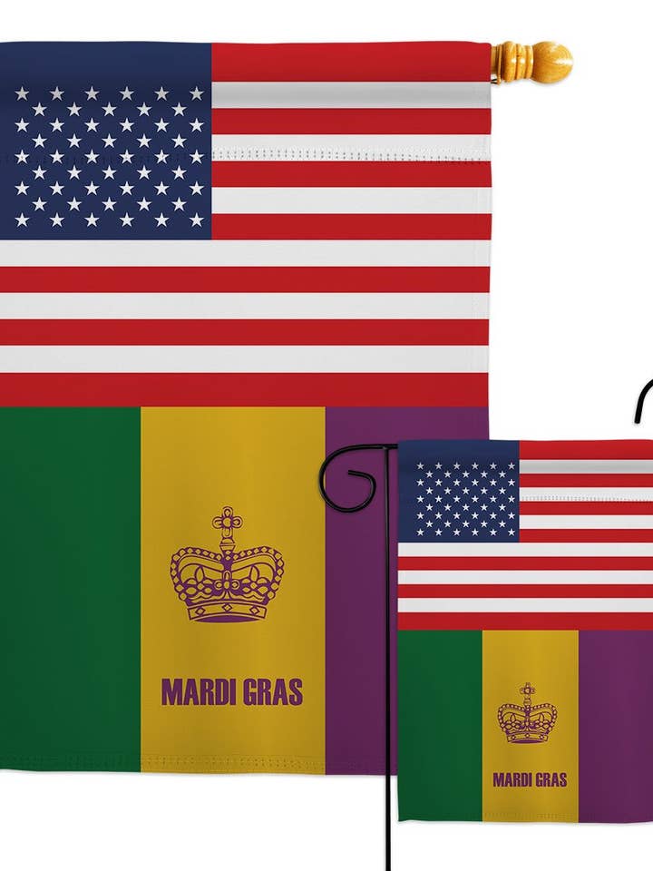 US Mardi Gras Springtime Friendship USA Decor Flag for wholesale by Two Group Flag Co