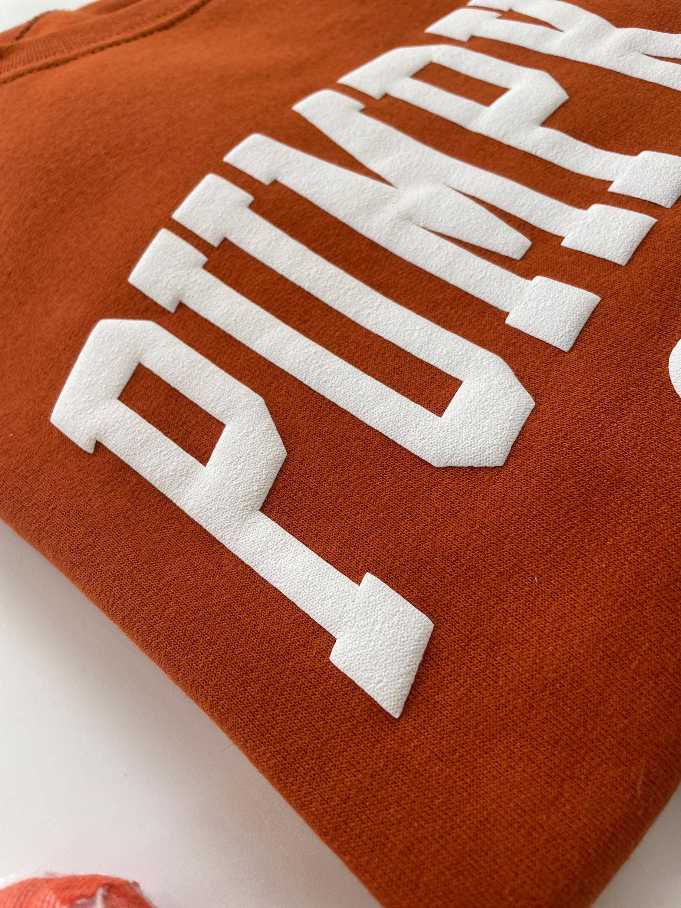 Rust Embossed Fall Pumpkin Season Crewneck Sweatshirt for wholesale on Faire2