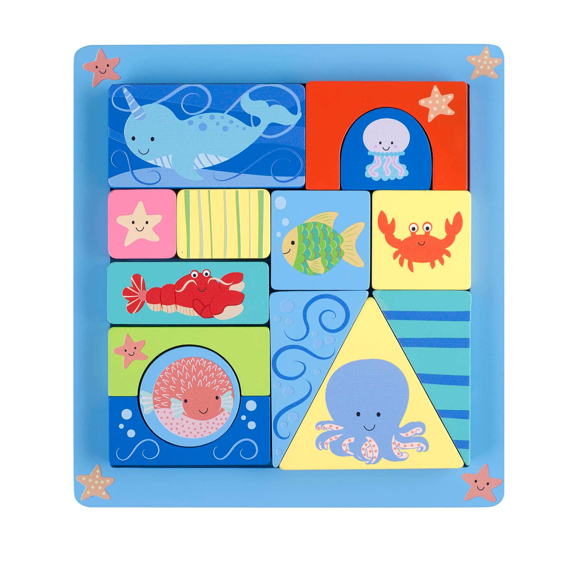 Orange Tree Toys – wholesale Wood toy – Child – Sea Life Block Puzzle2