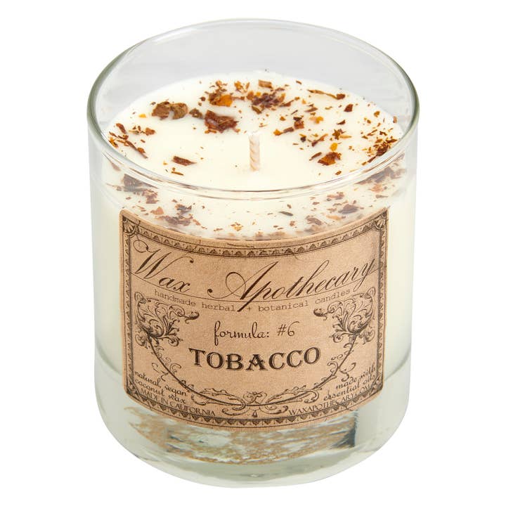 Wax Apothecary - Wholesale Jar/Filled Candle - Tobacco Botanical Candle in Scotch Glass with Gift Box 7oz2