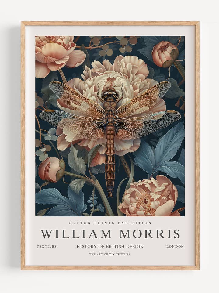 William Morris Libellula I102-34 per la vendita all'ingrosso da parte di Peardrop Prints