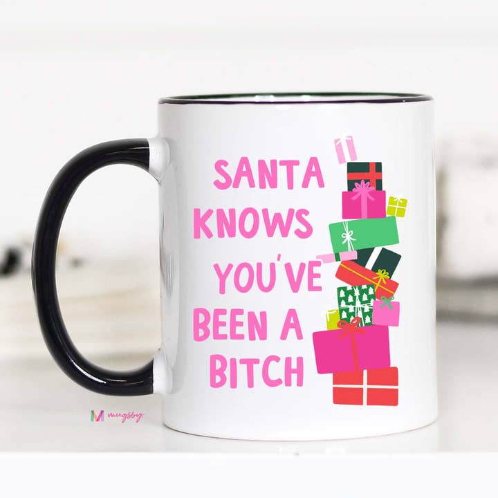 Mugsby - Wholesale Coffee Mug - Santa Knows Funny Christmas Mug, Ceramic Mug, Christmas