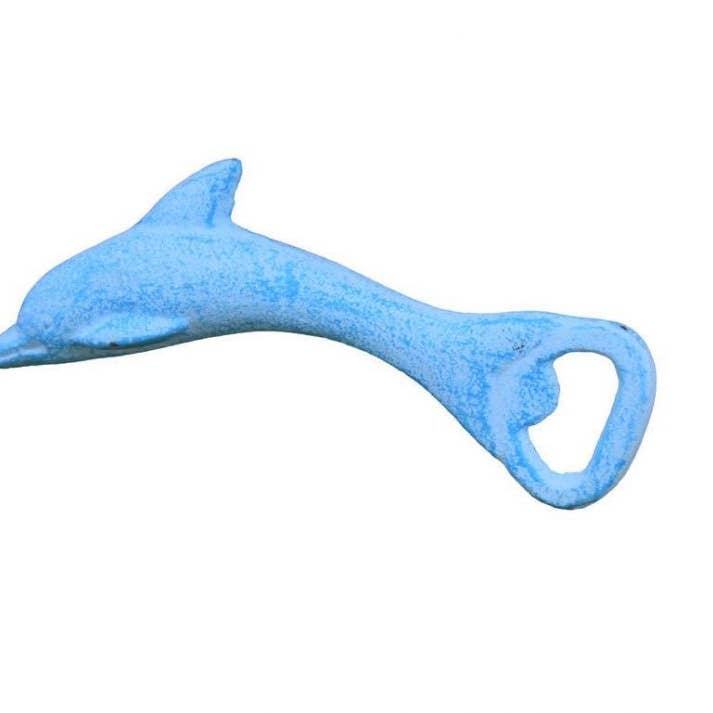 Décapsuleur Dauphin en fonte blanchie à la chaux bleu clair 7" pour la vente par Hampton Ironworks