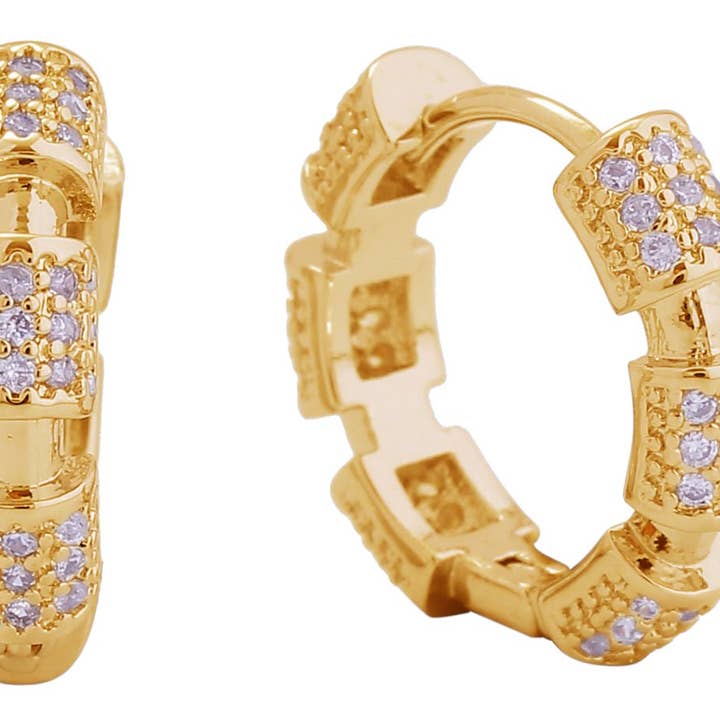 MiMi Wholesale - Wholesale Hoop Earrings - 14K Barred Cubic Zirconia Hoop Earrings