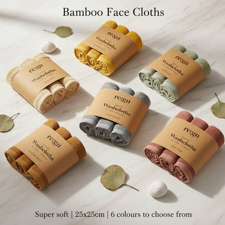 Re:gn Luxury Bamboo Face Cloths – Ultra-Soft - 3 Pack for wholesale by Re:gn