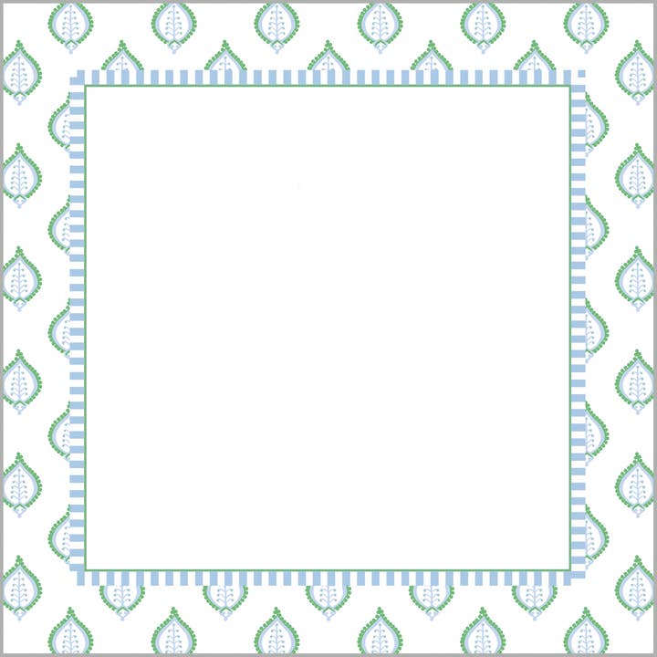 In Stock 8.5x8.5 Blue Green Paisley Slab Notepad for wholesale by WH Hostess Social Stationery