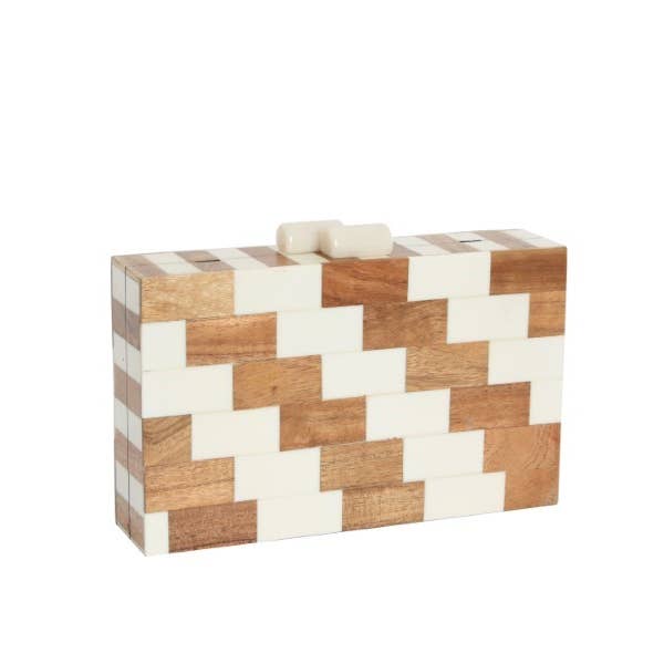 Ladies Two Toned Stairway  Boxed Frame Clutch Bag for wholesale by Nima Accessories Inc