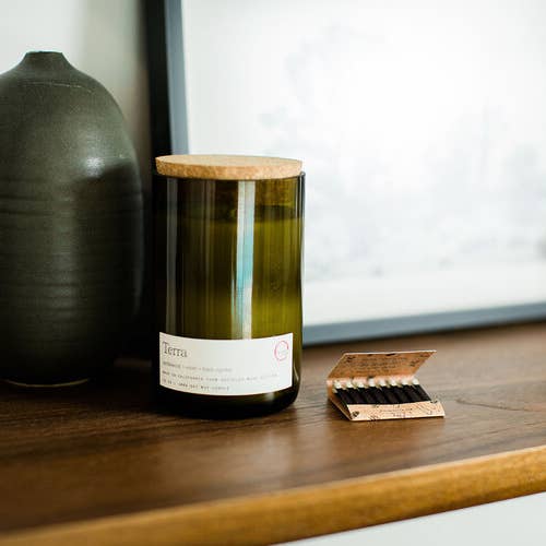 Glassed Over Candles – wholesale Jar/filled candle – Terra - Wine Bottle Candle1