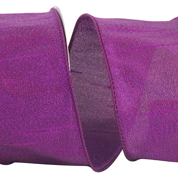 Metallic Dupioni Duo-texture Colors Wired Edge, Purple for wholesale by RELIANT RIBBON