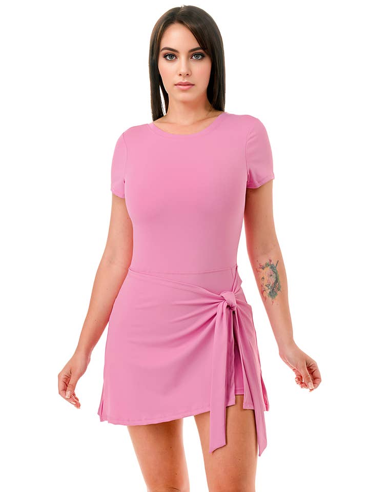 Color 5 - Wholesale Athletic dress – Women′s - Premium activewear tennis dress with shorts under tie skirt11