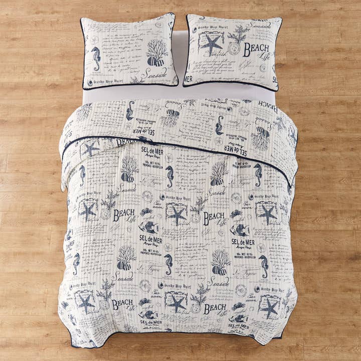Navy Beach Life Quilt Set for wholesale on Faire