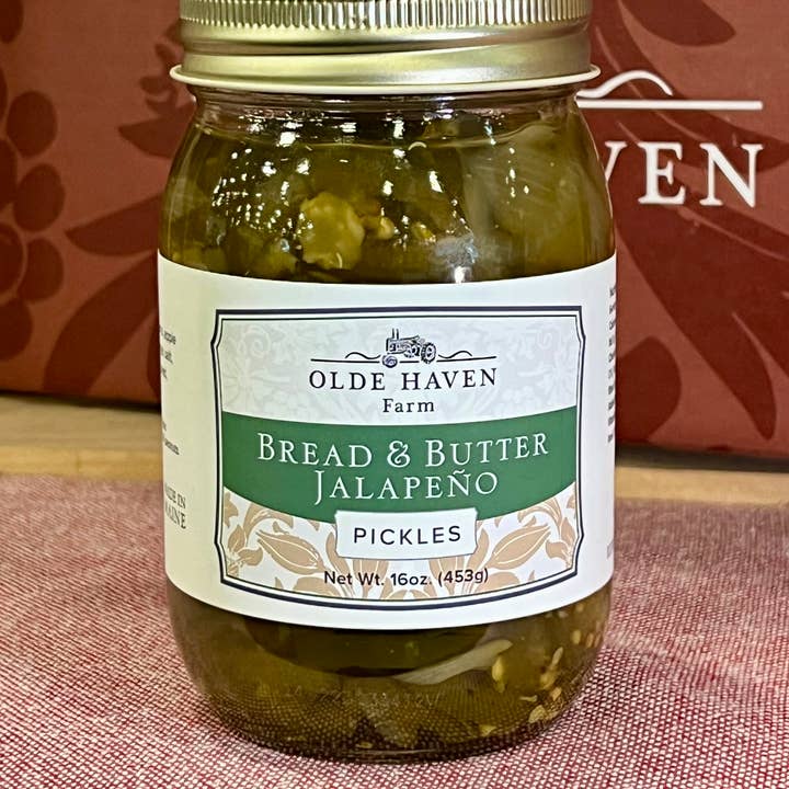 Bread & Butter Jalapeños 16oz for wholesale by Olde Haven Farm