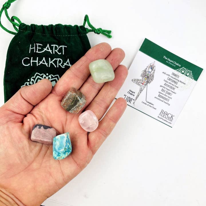 Rock Paradise - Wholesale Spiritual Stone/Crystal - Crystal Chakra Plush Pouch with Info Card & Tumbled Stones11