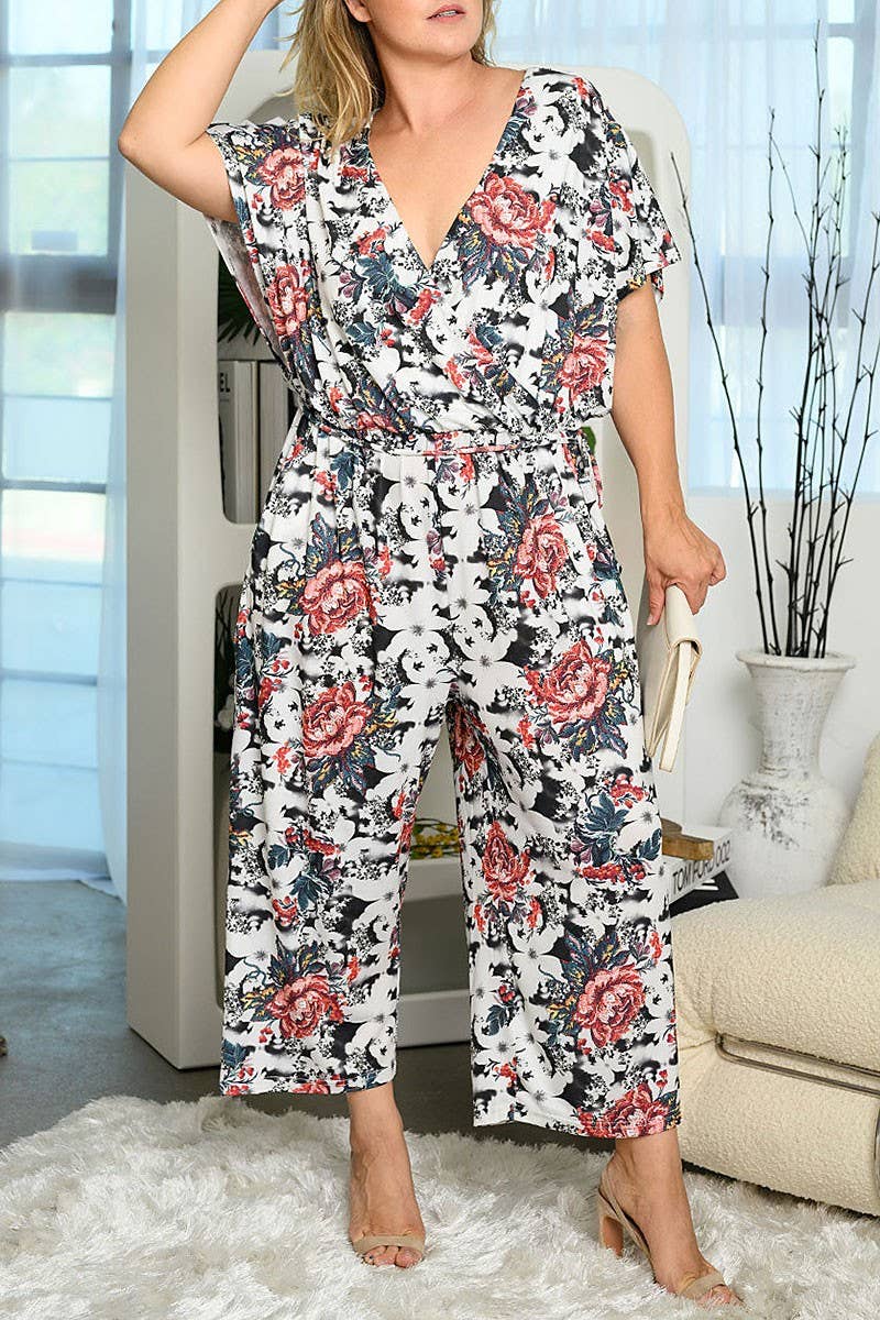 ROUSSEAU - Vente Combinaison – femme - COMBINAISON FLORALE À MANCHES COURTES5