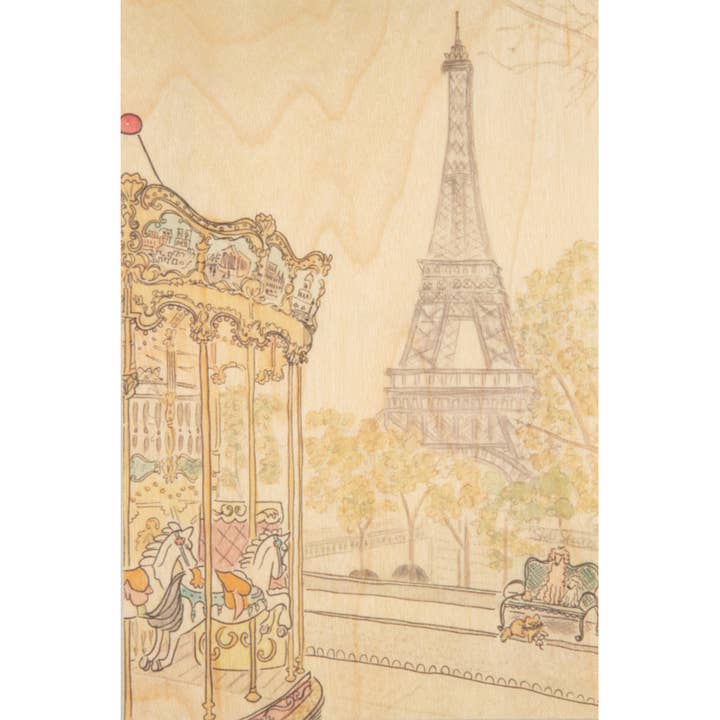 Wood Postcard Parisian Displays Tour Eiffel for wholesale by Woodhi